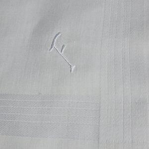Vintage White Pocket Square "F"